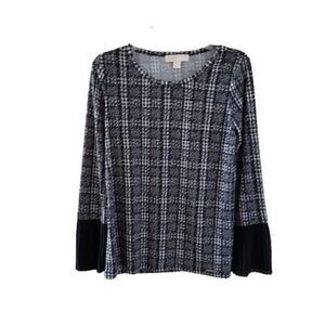 Michael Kors black and white long sleeve top blouse tee small